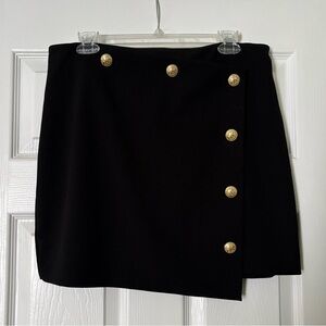 Express Black Mini Skirt with Gold Buttons